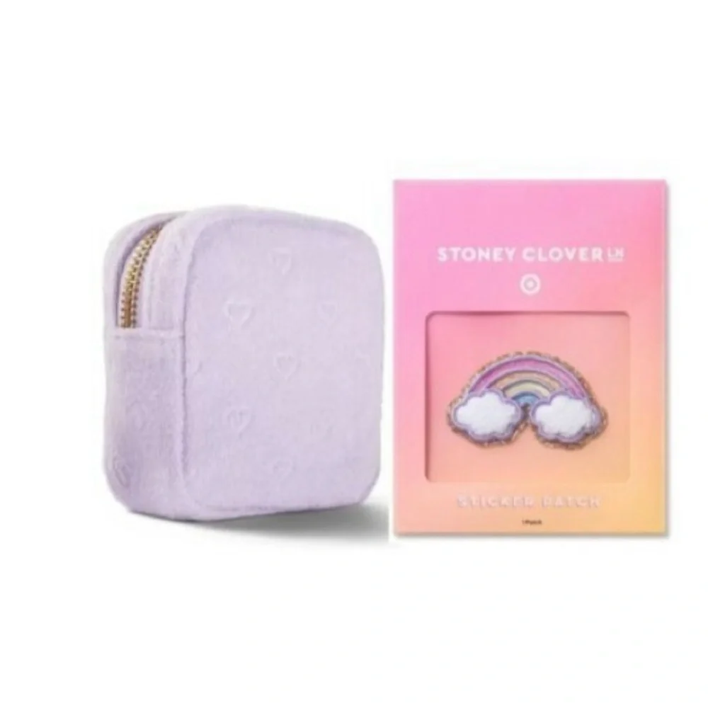 Stoney Clover Lane Lavender Heart Pouch with Rainbow Patch